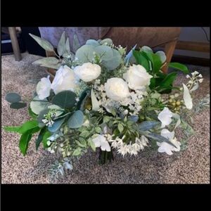 Faux silk flower bridal bouquet and matching bout